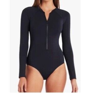 NWT SEA LEVEL | Navy Long Sleeve Rashguard Swimsuit Surf Board 16